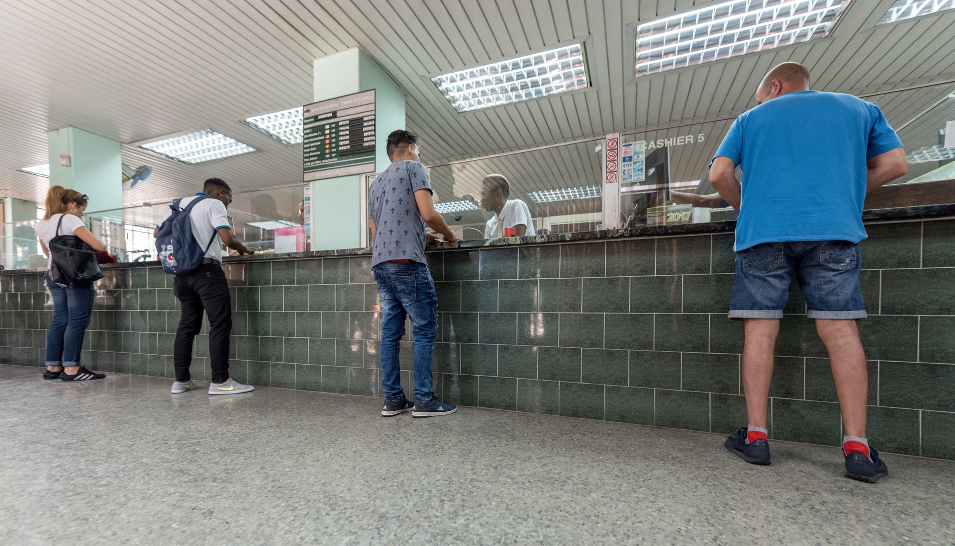 Havana Bank with Lacal People. Exchanging Money. Cuba